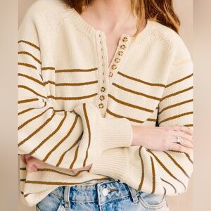 Sezane LÉONTINE JUMPER size S - Ecru/Camel